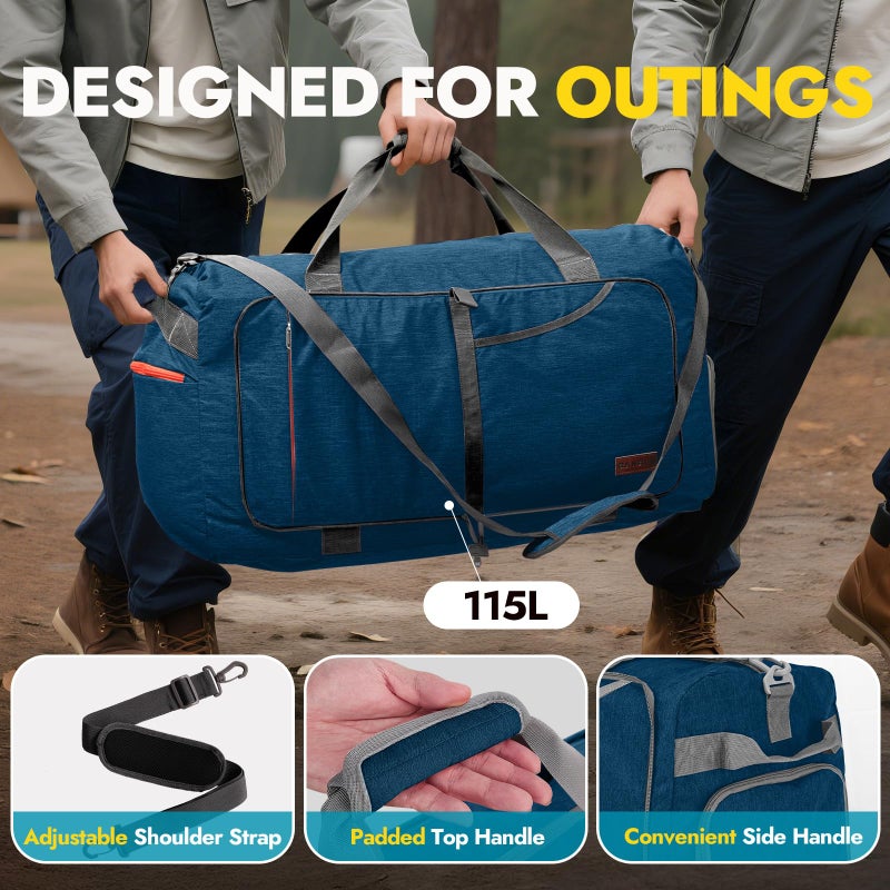 Canway 115L Travel Duffel Bag, Foldable Weekender Bag with Shoes Compartment for Men Women Water-proof & Tear Resistant - Image 4